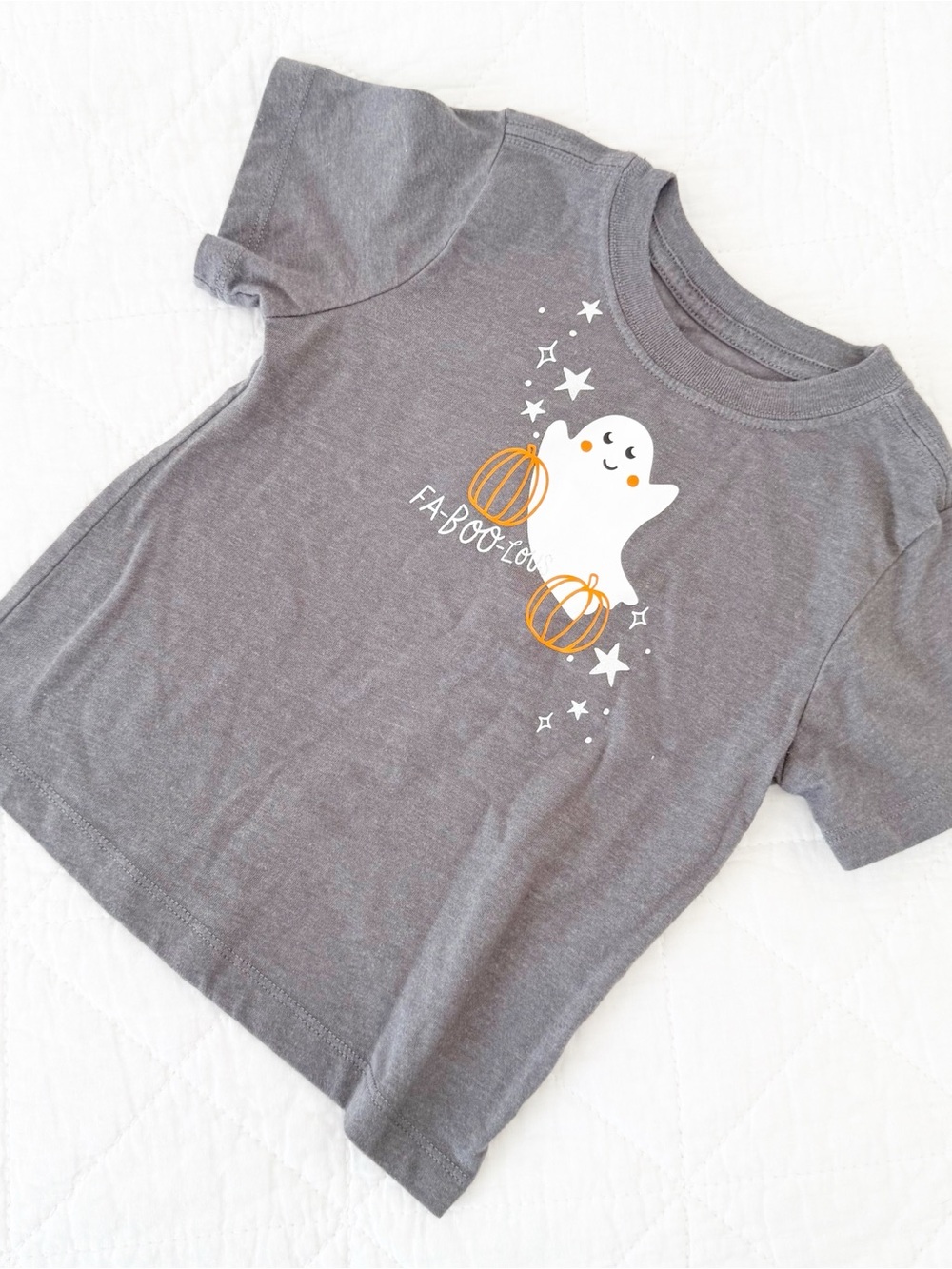 2T Wonder Nation Kids Gray Halloween Ghost Graphic Tee Fa-Boo-Lous